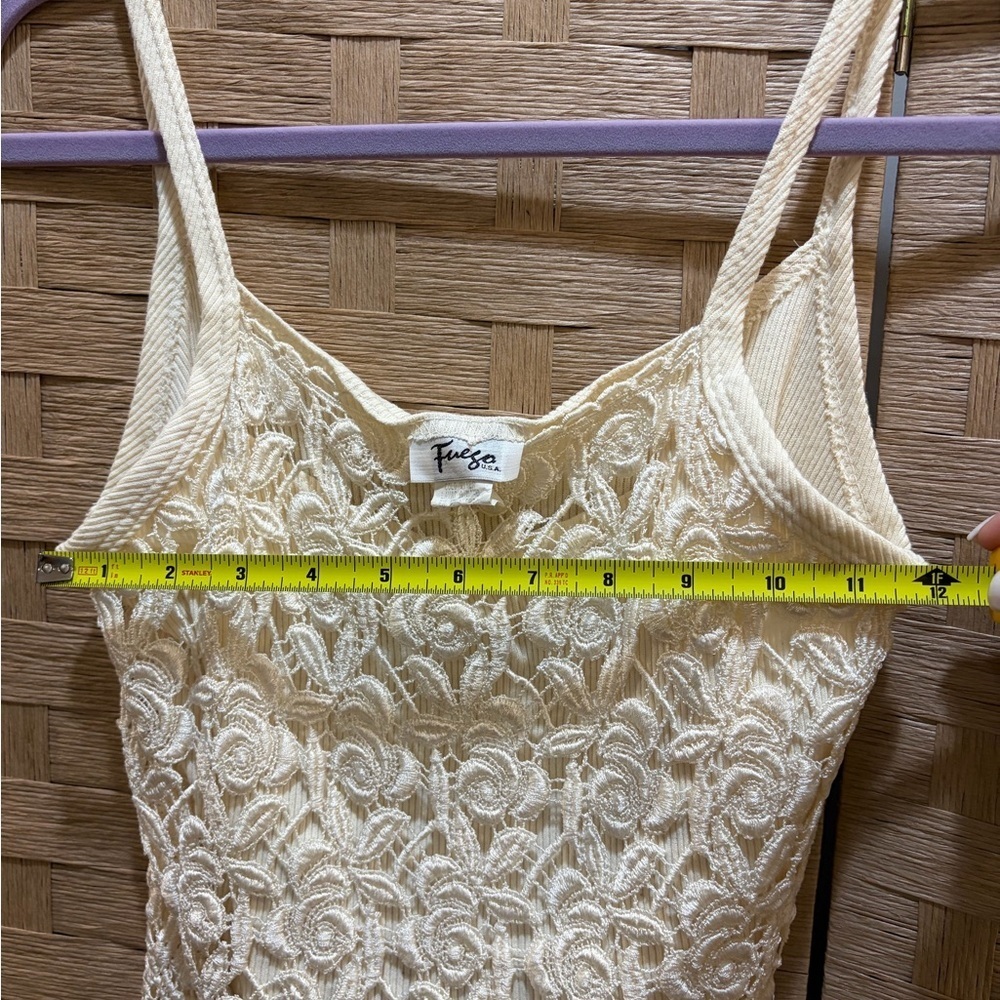90s Vintage 100% Cotton Elegant Cream Lace Crop Top Size M/L EUC paper tag - Picture 6 of 9